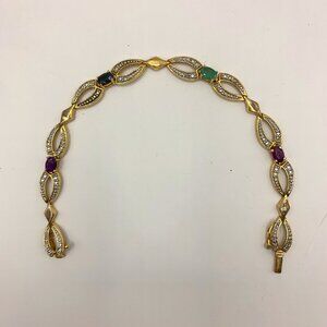Beautiful Vintage Gold Over Sterling Gemstone Bracelet.